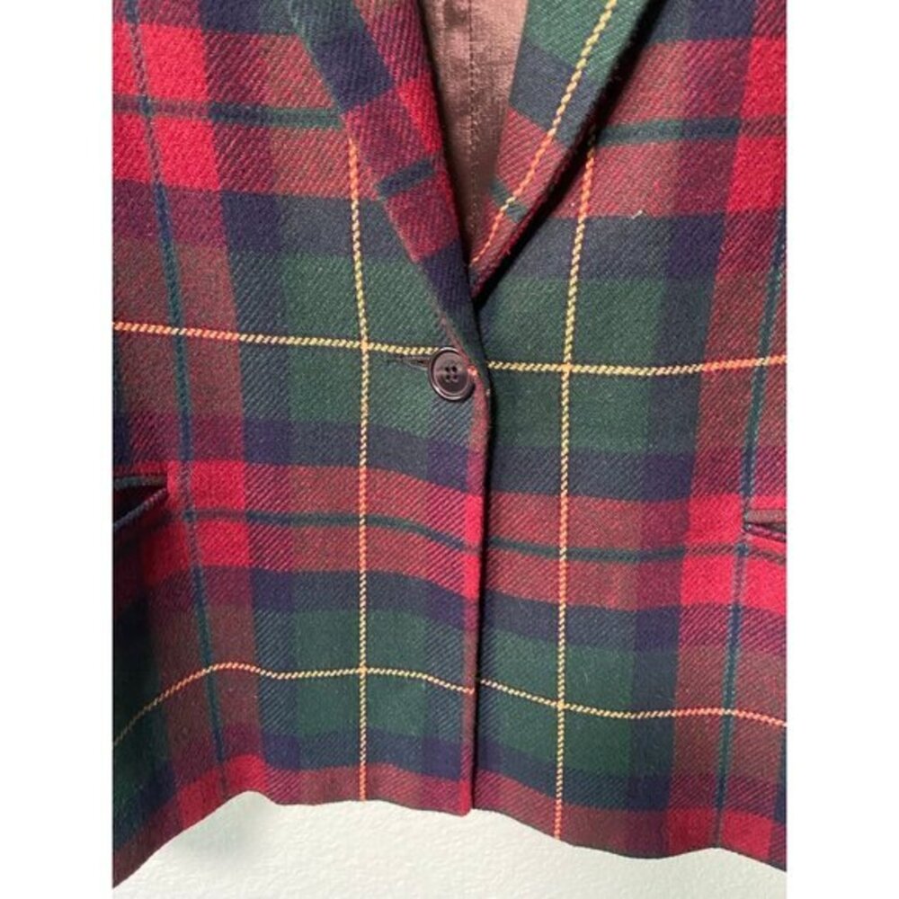 Vintage Dumas Women's Green Plaid Blazer Jacket Button Up - Picture 3 of 7